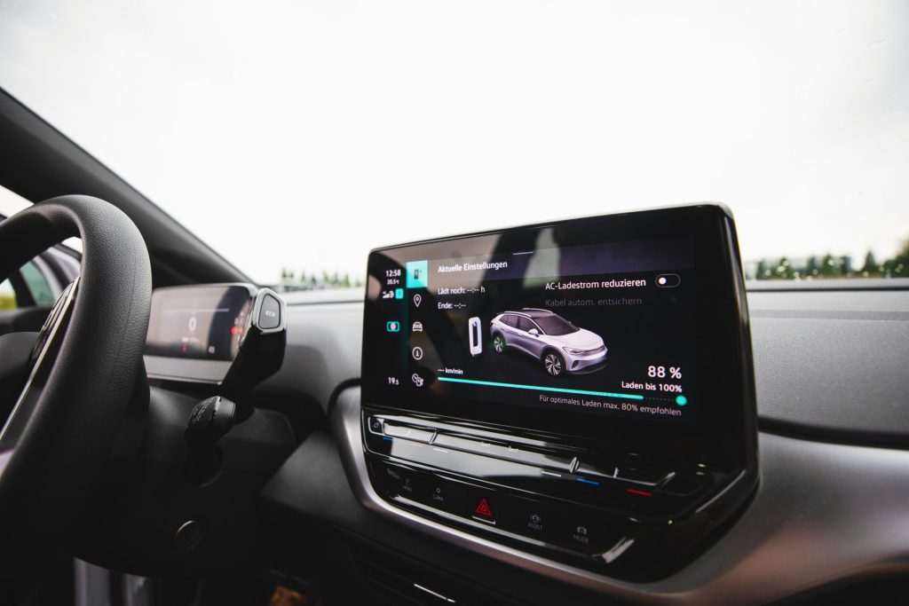 a car dashboard with a screen